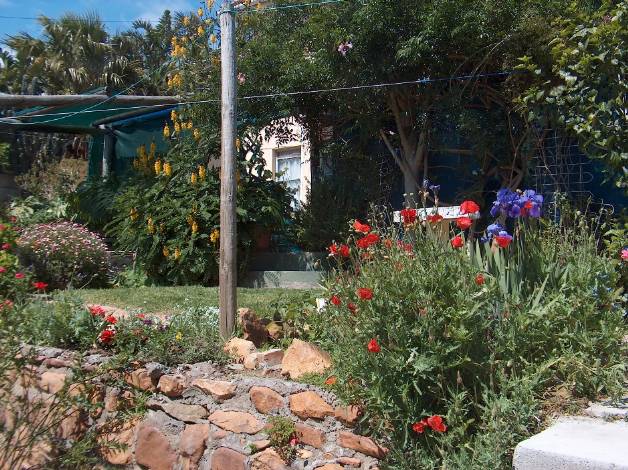view of the guest house frm the garden