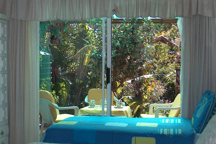 view of garden from inside the garden room